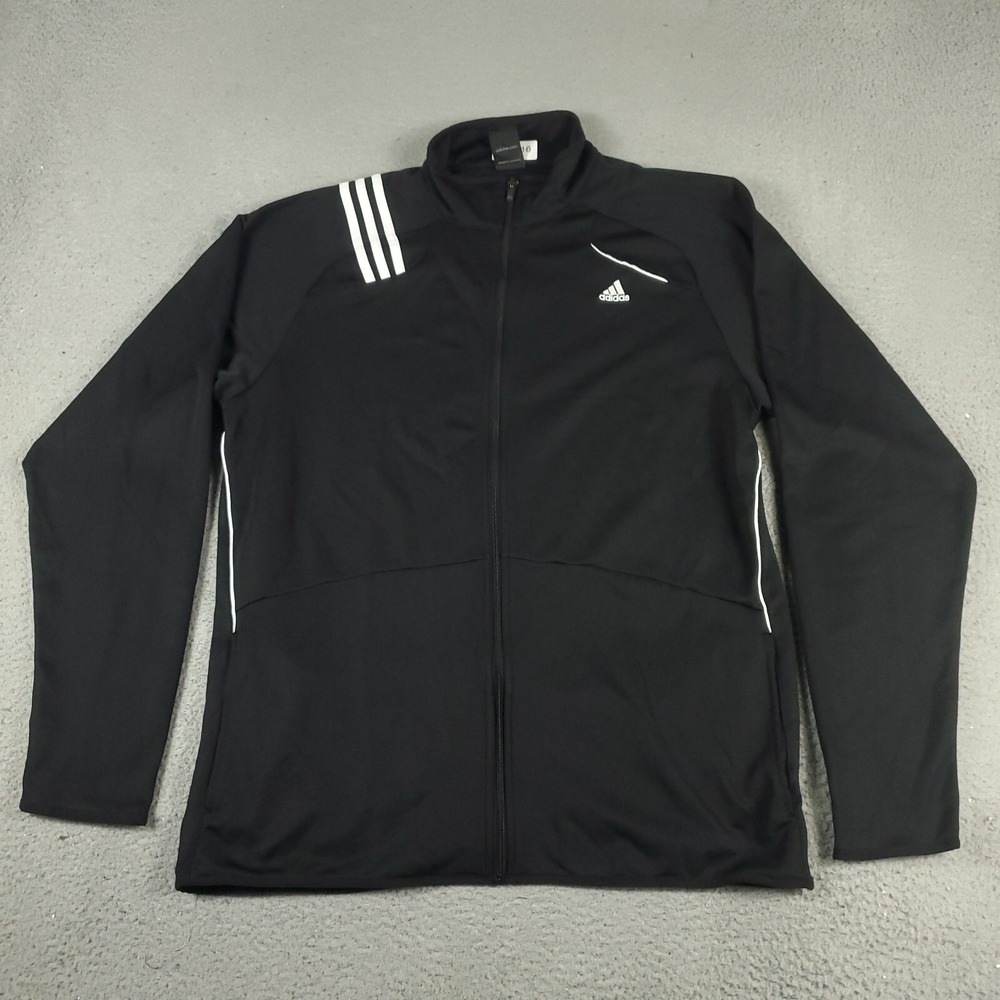 Adidas Jacket Mens Size XL Black Vintage Full Zip Up Track Sweater Sweatshirt